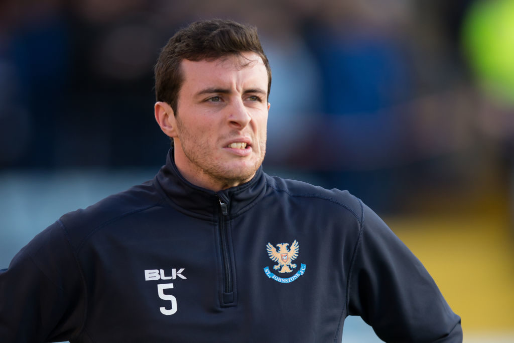 29th December 2018, Dens Park, Dundee, Scotland; Ladbrokes Premiership football, Dundee versus St Johnstone; Joe Shaughnessy of St Johnstone during the warm up before the match