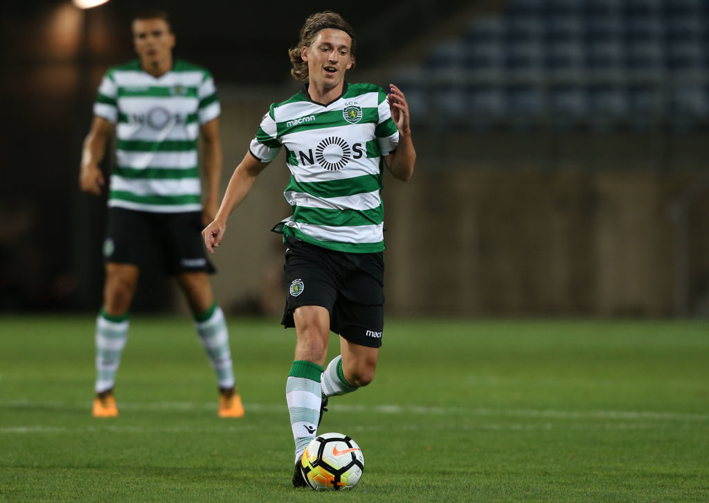 FARO, PORTUGAL - JULY 7: Sporting CPÕs midfielder Ryan Gauld from Scotland in action during the Pre-Season Friendly match between Sporting CP and CF Os Belenenses at Estadio Algarve on July 7, 2017 in Faro, Portugal.