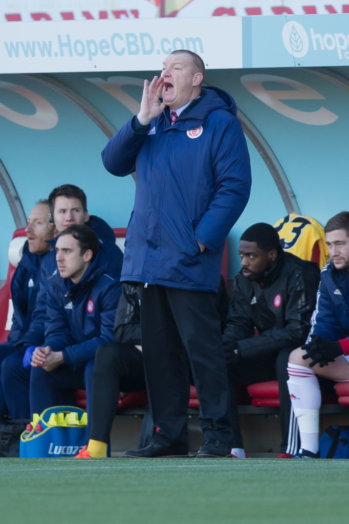 2nd February 2019, Hope CBD Stadium, Hamilton, Scotland; Ladbrokes Premiership football, Hamilton Academical versus Dundee; Hamilton Academical manager Brian Rice