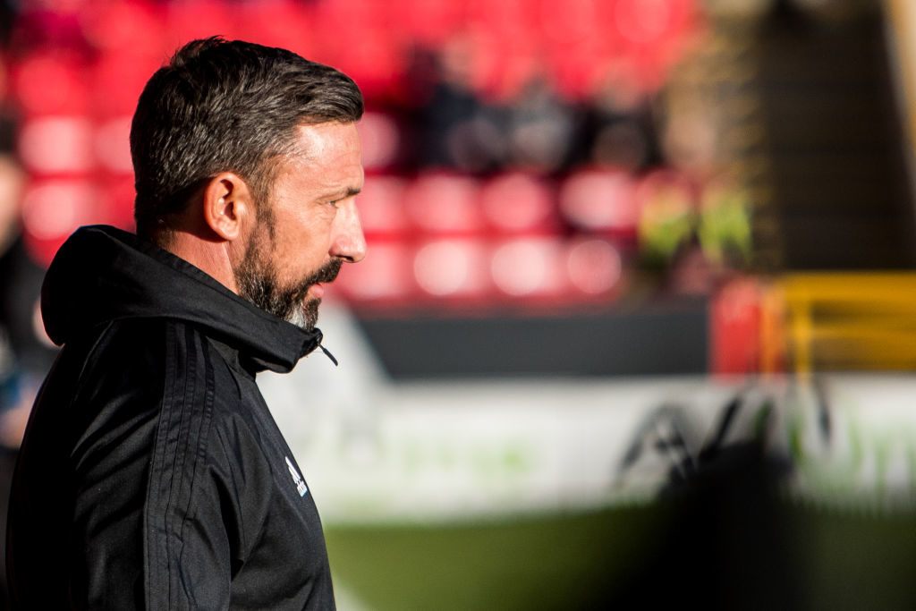 ABERDEEN, SCOTLAND - FEBRUARY 10: Aberdeen manager Derek McInnes during the Scottish Cup 5th Round match between Aberdeen and Queen of The South at Pittodrie Stadium on February 10, 2019 in Aberdeen, Scotland.