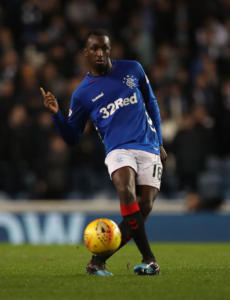 GLASGOW, SCOTLAND - FEBRUARY 20: Glen Kamara of Rangers controls the ball during the Scottish Cup 5th Round Replay between Rangers and Kilmarnock at Ibrox Stadium on February 20, 2019 in Glasgow, Scotland.