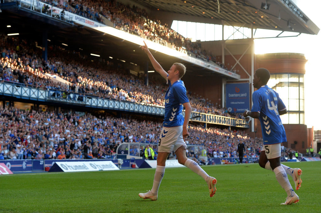 GLASGOW, SCOTLAND - JULY 06: Zak Rudden of Rangers celebrates after scoring a goal in the second half of the game during the Pre-Season Friendly between Rangers and Bury at Ibrox Stadium on July 6, 2018 in Glasgow, Scotland.