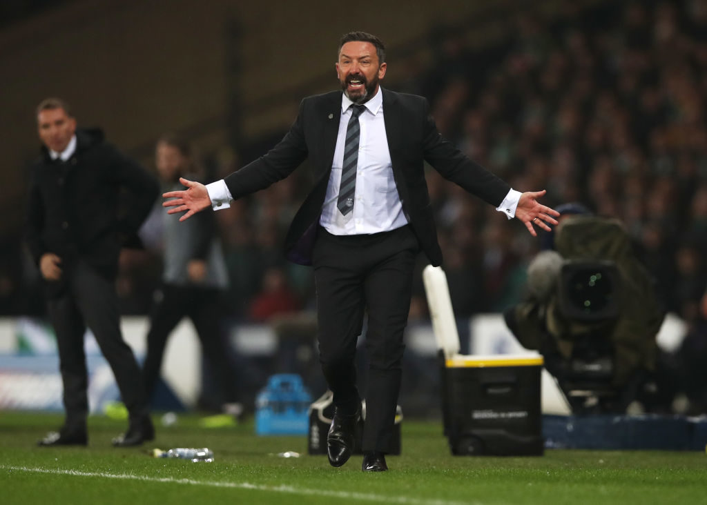 GLASGOW, SCOTLAND - DECEMBER 02: Derek McInnes manager of Aberdeen reacts during the Betfred Cup Final between Celtic and Aberdeen at Hampden Park on December 2, 2018 in Glasgow, Scotland.
