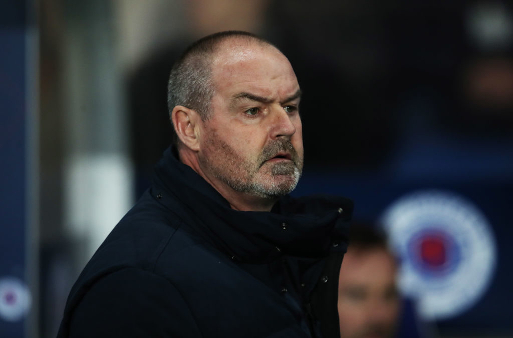 GLASGOW, SCOTLAND - FEBRUARY 20: Kilmarnock manager Steve Clarke looks on during the Scottish Cup 5th Round Replay between Rangers and Kilmarnock at Ibrox Stadium on February 20, 2019 in Glasgow, Scotland. 