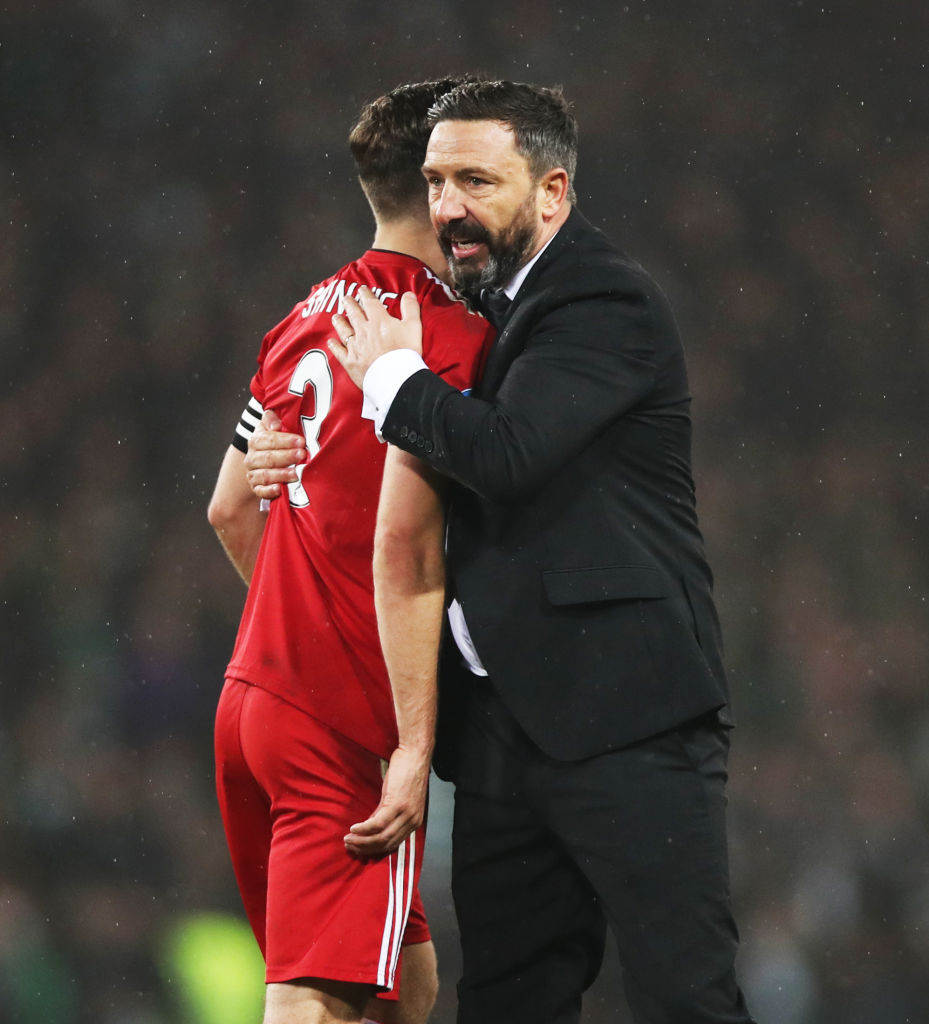 GLASGOW, SCOTLAND - DECEMBER 02: Aberdeen manager Derek McInnes and Graeme Shinnie of Aberdeen are seen at full time during the Betfred Cup Final between Celtic and Aberdeen at Hampden Park on December 2, 2018 in Glasgow, Scotland.