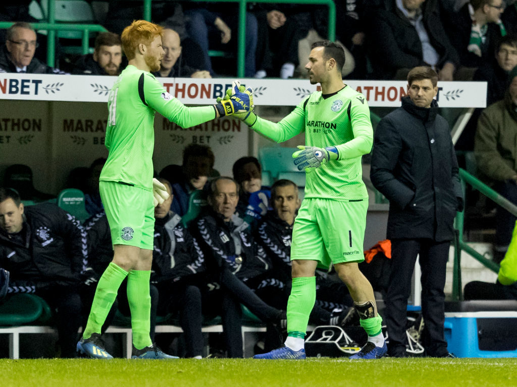 19th December 2018, Easter Road, Edinburgh, Scotland; Ladbrokes Premiership football, Hibernian versus Rangers; Adam Bogdan of Hibernian replaces the injured Ofir Marciano of Hibernian
