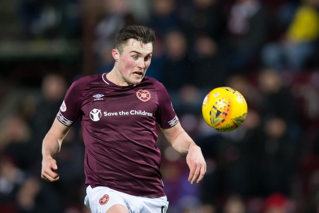 23rd January 2019, Tynecastle Park, Edinburgh, Scotland; Ladbrokes Premiership football, Heart of Midlothian versus Dundee; John Souttar of Heart of Midlothian