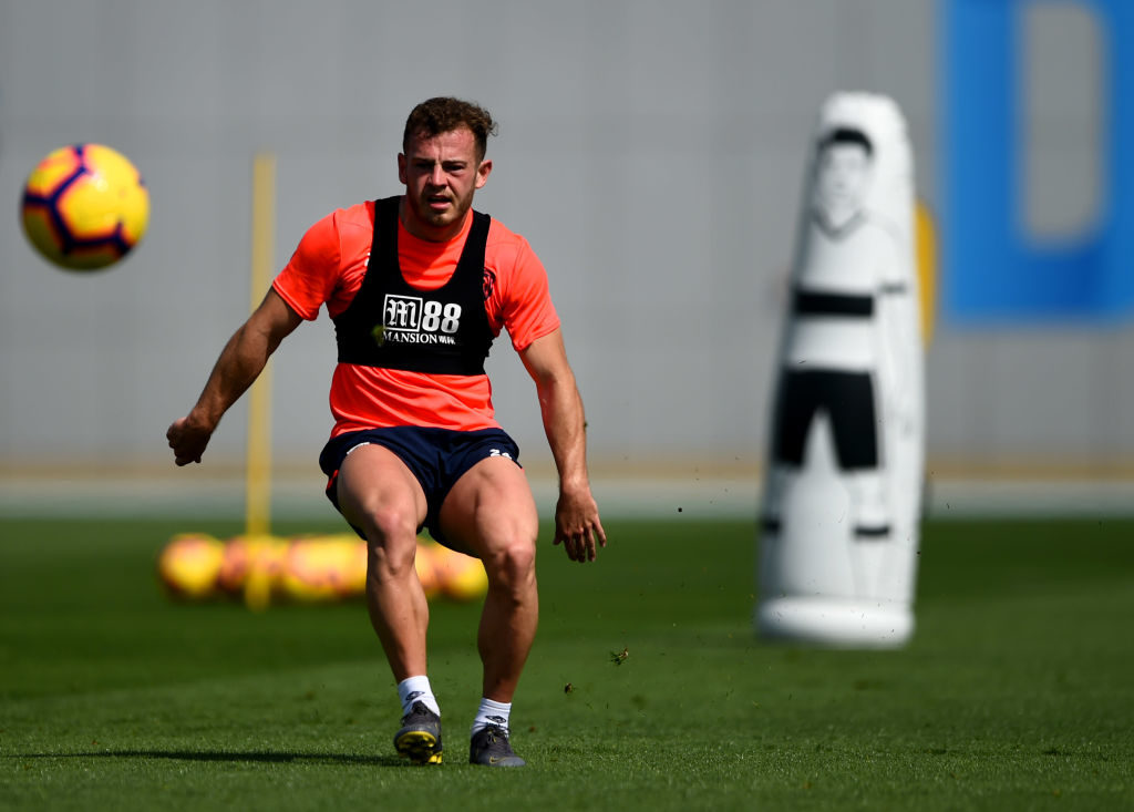 DUBAI, UNITED ARAB EMIRATES - MARCH 20: Ryan Fraser in action during the AFC Bournemouth training session on March 20, 2019 in Dubai, United Arab Emirates.