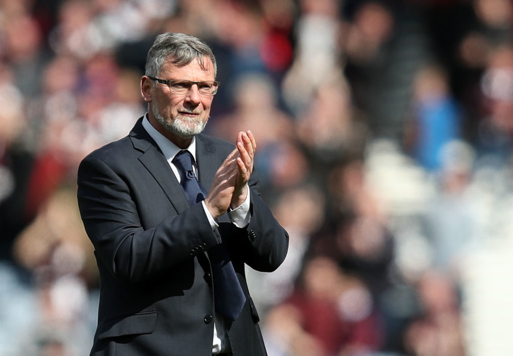 GLASGOW, SCOTLAND - APRIL 13: Craig Levein, Manager of Hearts reacts during the Scottish Cup Semi Final match between Heart of Midlothian and Inverness Caledonian Thistle at Hampden Park on April 13, 2019 in Glasgow, Scotland.
