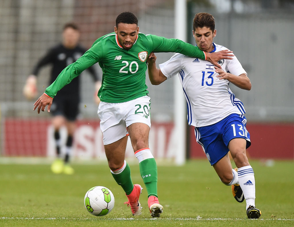 Dublin , Ireland - 9 October 2017; Jake Mulraney of Republic of Ireland in action against Manor Solomon of Israel during the UEFA European U21 Championship Qualifier match between Republic of Ireland and Israel at Tallaght Stadium in Dublin.