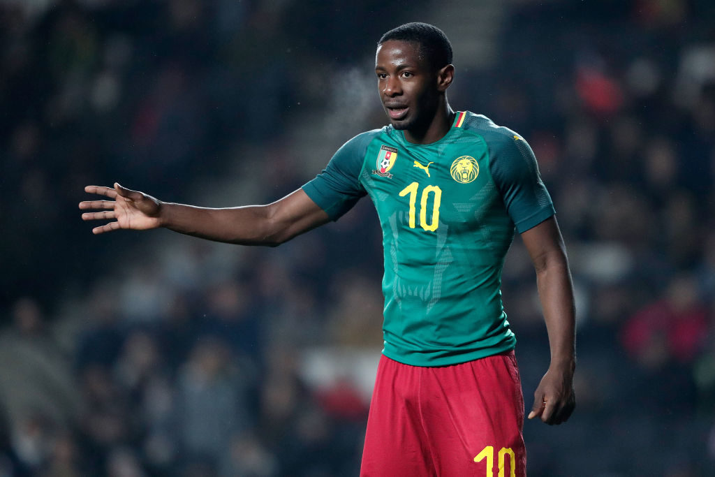 MILTON KEYNES, UNITED KINGDOM - NOVEMBER 20: Arnaud Djoum of Cameroon during the International Friendly match between Brazil v Cameroon at the Stadium MK on November 20, 2018 in Milton Keynes United Kingdom