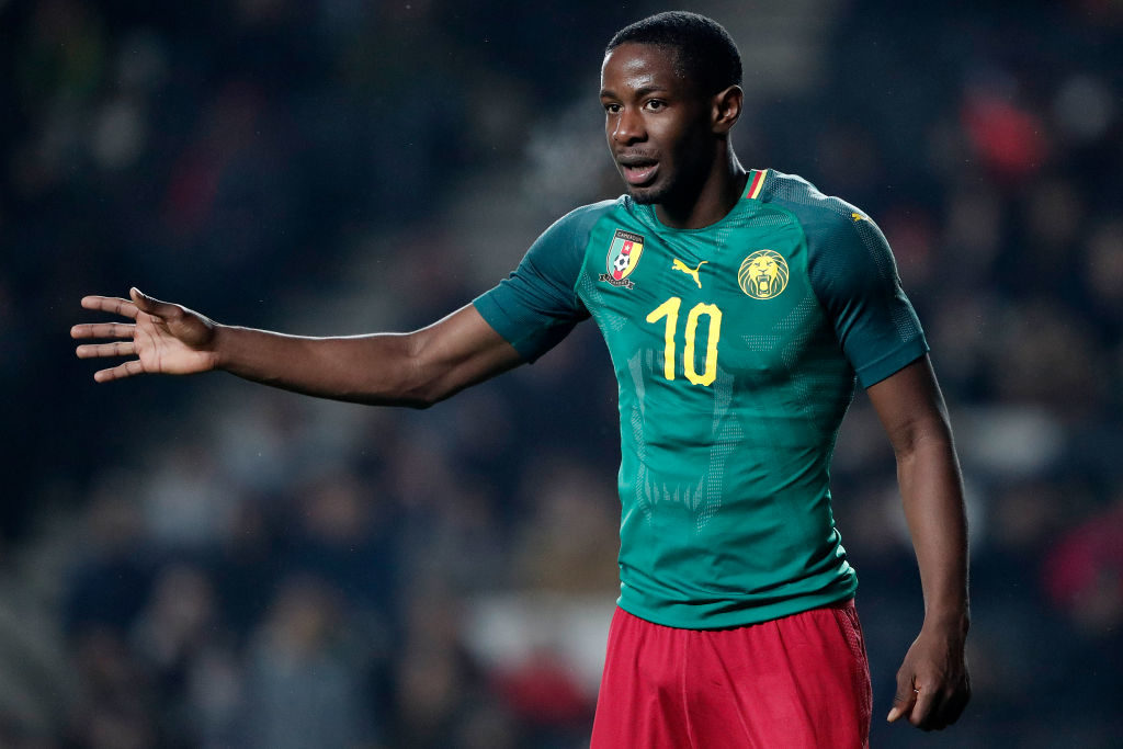 MILTON KEYNES, UNITED KINGDOM - NOVEMBER 20: Arnaud Djoum of Cameroon during the International Friendly match between Brazil v Cameroon at the Stadium MK on November 20, 2018 in Milton Keynes United Kingdom