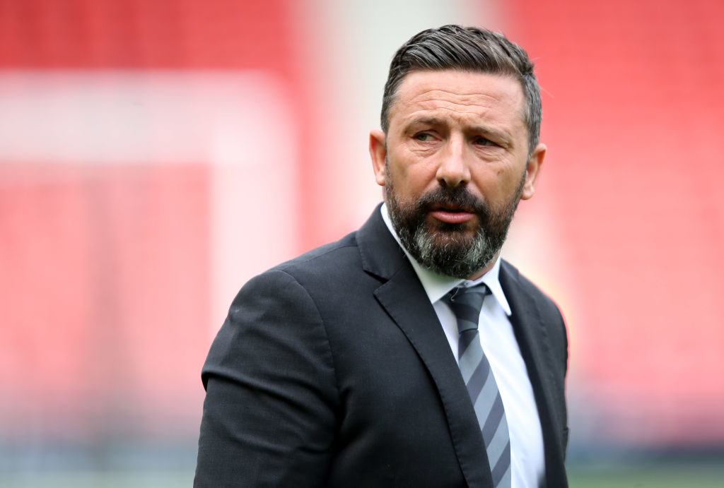 GLASGOW, SCOTLAND - APRIL 14: Derek McInnes the manager of Aberdeen the Scottish Cup semi-final between Aberdeen and Celtic at Hampden Park on April 14, 2019 in Glasgow, Scotland.