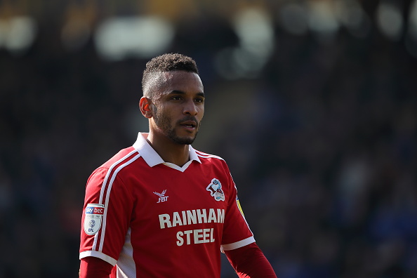 SHREWSBURY, ENGLAND - APRIL 06: Funso Ojo of Scunthorpe United during the Sky Bet League One match between Shrewsbury Town and Scunthorpe United at New Meadow on April 6, 2019 in Shrewsbury, United Kingdom. Hibs