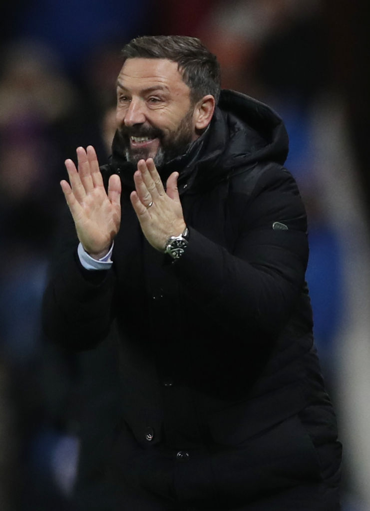 GLASGOW, SCOTLAND - DECEMBER 05:Aberdeen manager Derek McInnes reacts during the Scottish Ladbrokes Premiership match between Rangers and Aberdeen at Ibrox Stadium on December 5, 2018 in Glasgow, Scotland.