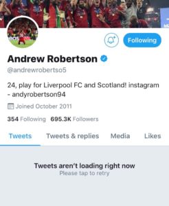 Liverpool star Robertson has deactivated his Twitter account for now. (Twitter)