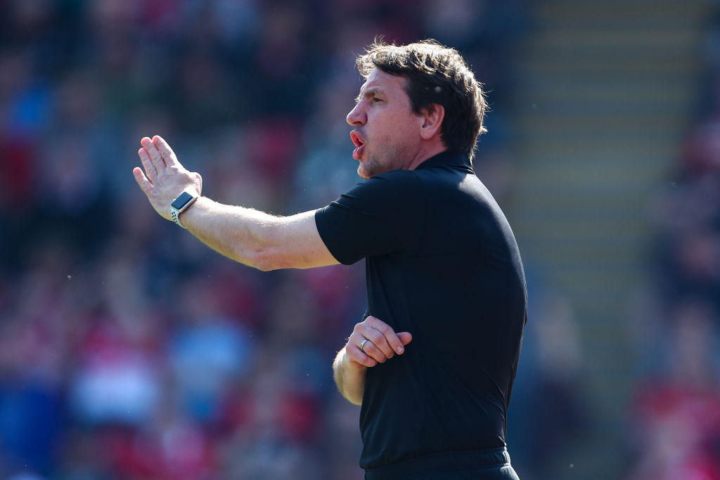 BARNSLEY, ENGLAND - APRIL 19: Daniel Stendel the head coach / manager of Barnsley during the Sky Bet League One match between Barnsley and Shrewsbury Town at Oakwell Stadium on April 19, 2019 in Barnsley, United Kingdom.