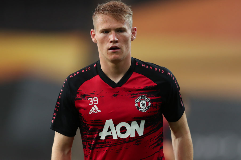 COLOGNE, GERMANY - AUGUST 16: Scott McTominay of Manchester United during the UEFA Europa League Semi Final between Sevilla and Manchester United at RheinEnergieStadion on August 16, 2020 in Cologne, Germany.