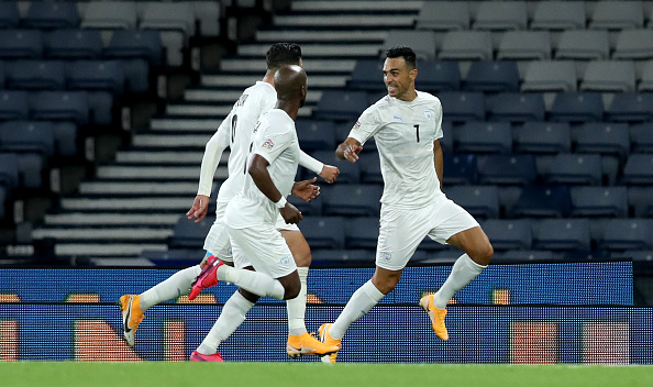 GLASGOW, SCOTLAND - SEPTEMBER 04: Eran Zahavi of Israel celebrates after scoring during the UEFA Nations League group stage match between Scotland and Israel at Hampden Park National Stadium on September 04, 2020 in Glasgow, Scotland.