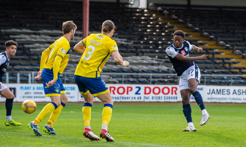Jonathan Afolabi scores for Dundee