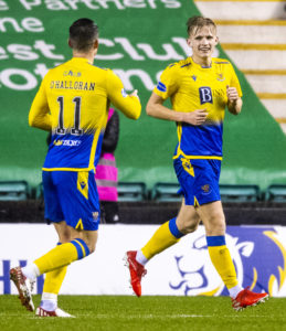 Ali McCann celebrates scoring for St johnstone