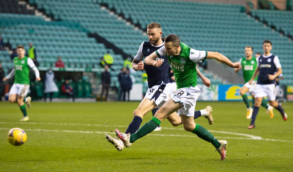 Jamie Murphy scores for Hibernian against Dundee