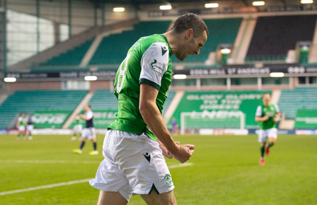 Jamie Murphy is pleased after scoring for Hibernian