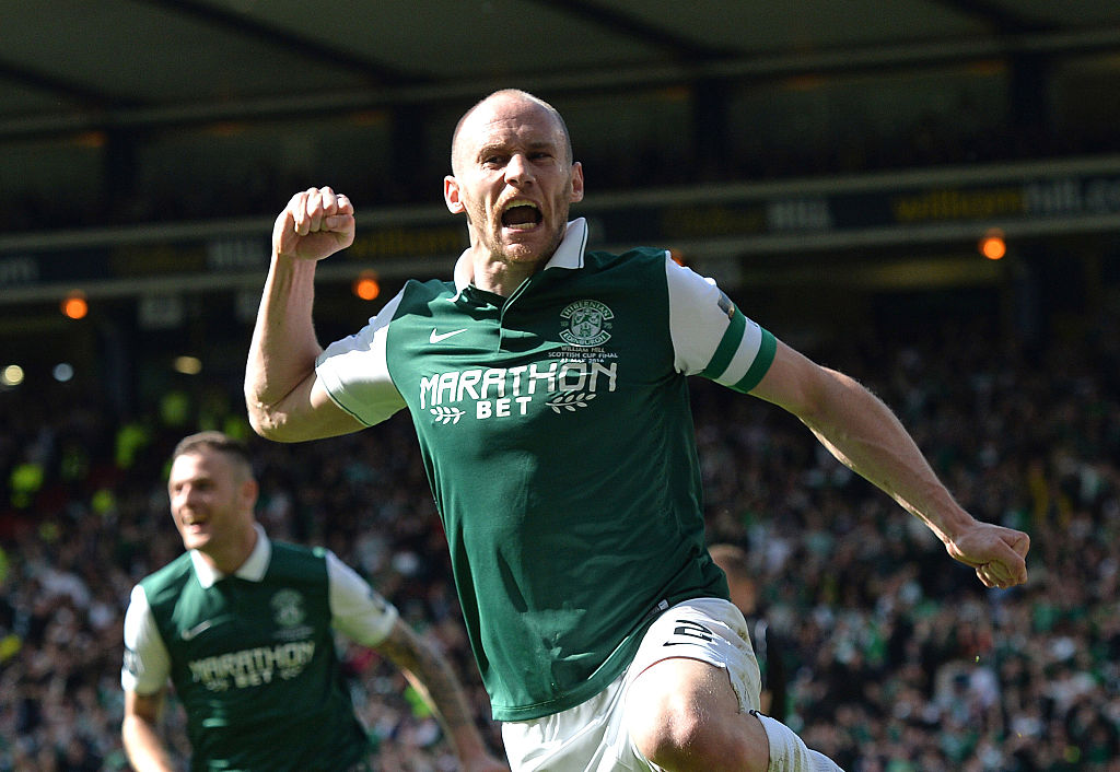 David Gray celebrates scoring the winning goal in the Scottish Cup Final in 2016