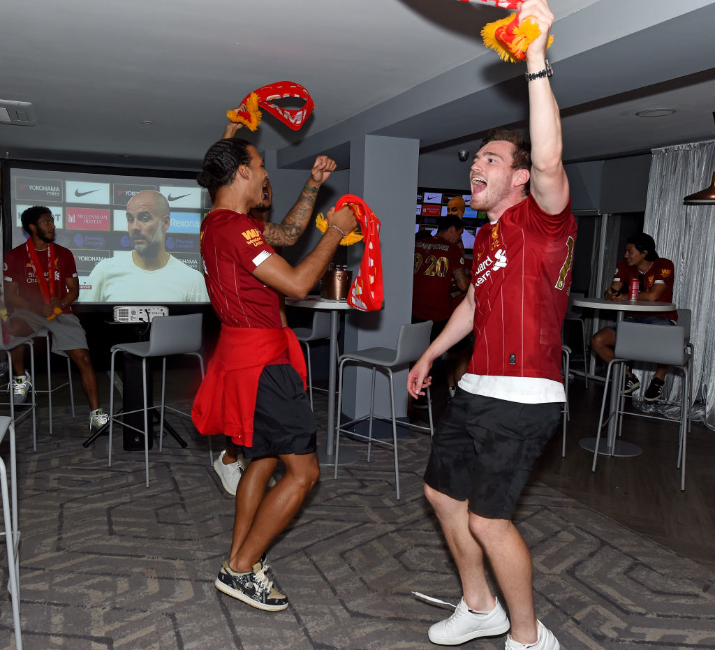 Liverpool Players Celebrate Winning the Premier League