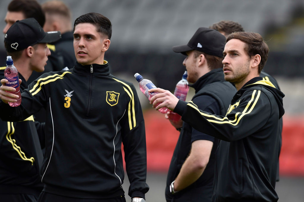 20/05/18 LADBROKES PREMIERSHIP PLAY OFF FINAL 2ND LEG.PARTICK THISTLE V LIVINGSTON.THE ENERGY CHECK STADIUM AT FIRHILL - GLASGOW.Livingston's Jackson Longridge (left) and Scott Pittman (right).