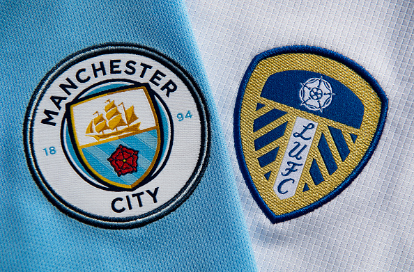 The Manchester City and Leeds United Club Badges...