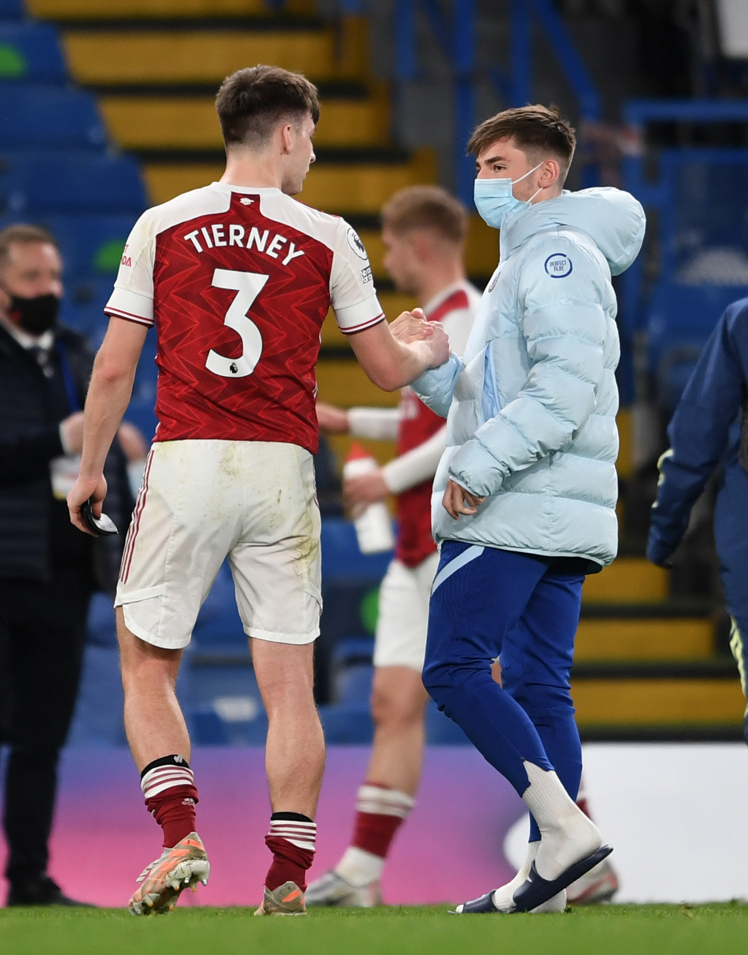 Billy Gilmour faced Scotland star Tierney with Chelsea.