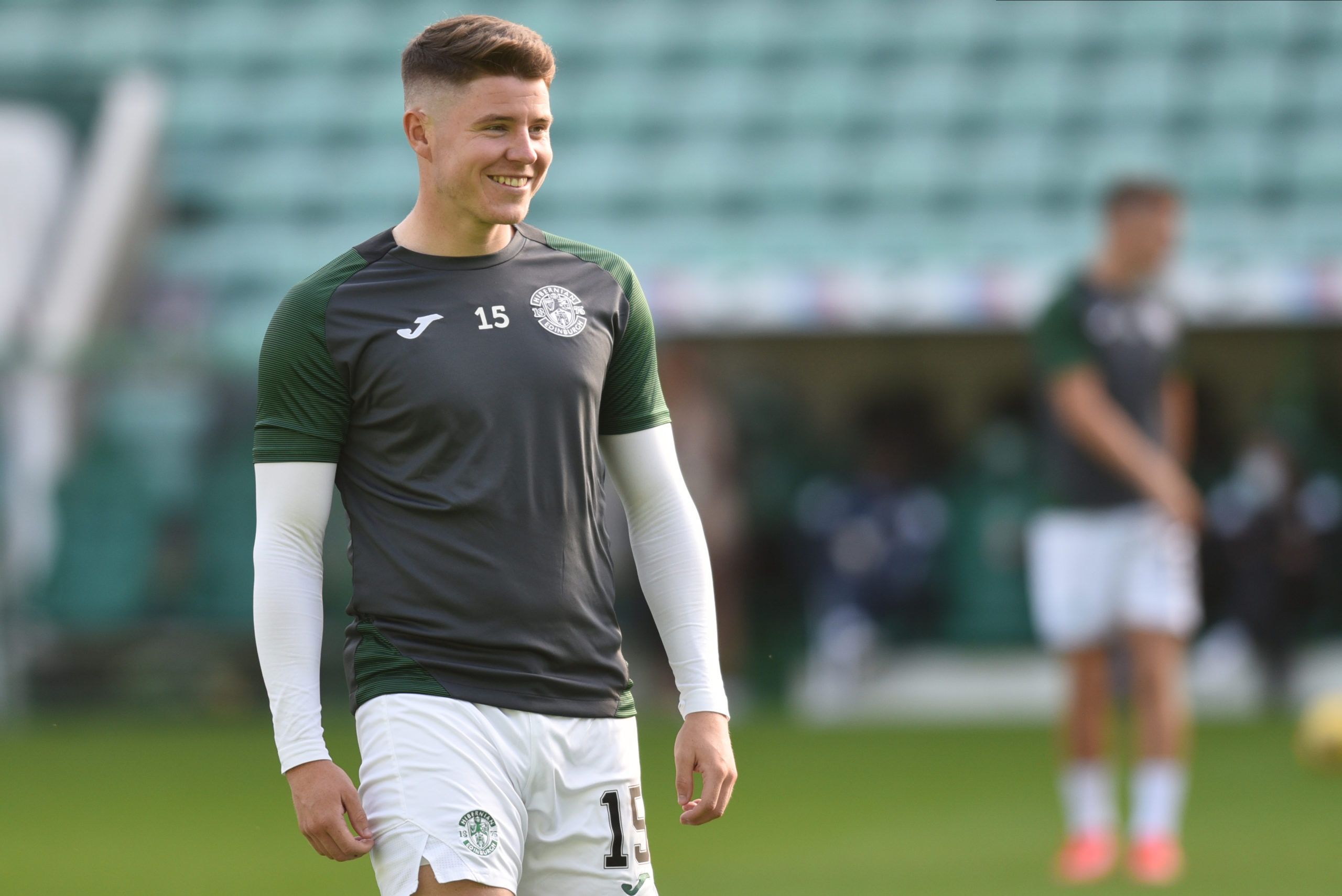 EDINBURGH, SCOTLAND - JULY 22: Kevin Nisbet of Hibernian FC before the UEFA Conference League second qualifying round first leg match between Hiber...