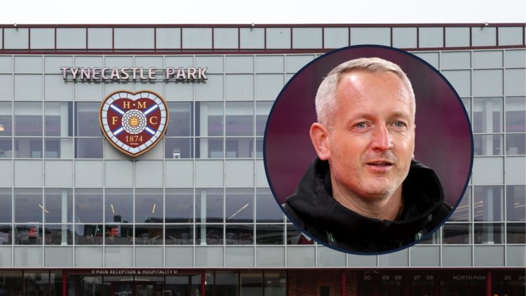 Neil Critchley inset to left with Tynecastle in background