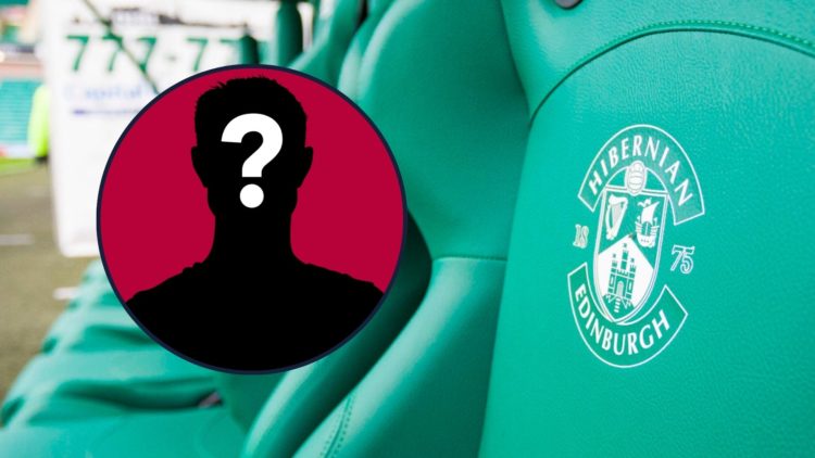 Mystery man inset to right with Easter Road seats in background