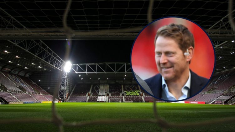Tynecastle in the background with Michael Stewart inset to right